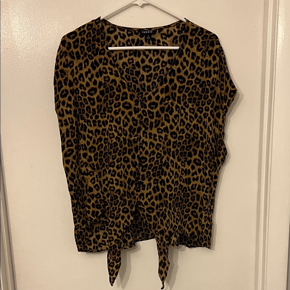 Torrid Animal Print Tie-Front Blouse